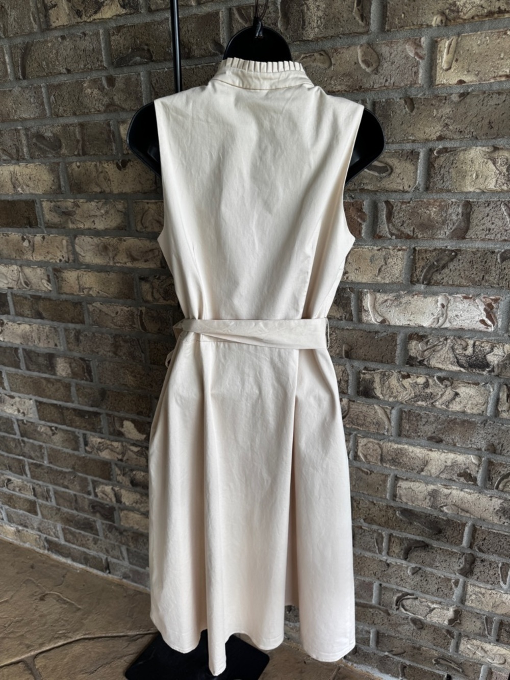 Antonio Melani Dress Women Size 6 Ivory Sleeveless Belted Midi Pleated Stretch - Picture 6 of 12
